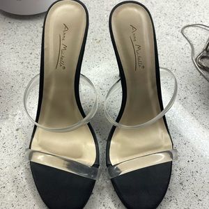clear strap black heels